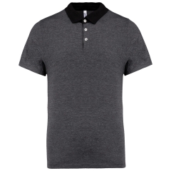 Polo jersey bicolore homme Kariban – Gris chiné / Noir