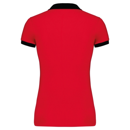 Polo piqué bicolore femme Noir & Rouge Kariban – vue 2