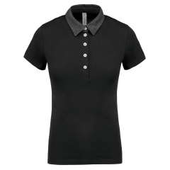 Polo jersey bicolore femme Noir / Gris chiné Kariban