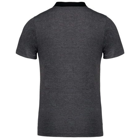 Polo jersey bicolore homme Kariban – Gris chiné / Noir – vue 2