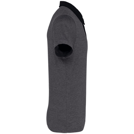 Polo jersey bicolore homme Kariban – Gris chiné / Noir – vue 3