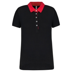 Polo jersey bicolore femme Noir/Rouge Kariban 180 g/m²