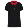 Polo jersey bicolore femme Noir/Rouge Kariban 180 g/m²