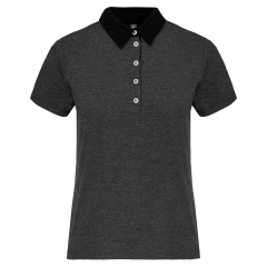 Polo jersey bicolore femme Kariban – Gris chiné / Noir