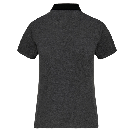 Polo jersey bicolore femme Kariban – Gris chiné / Noir – vue 2