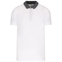 Polo Jersey Bicolore Homme Blanc / Gris Chiné Kariban