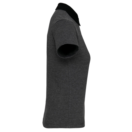 Polo jersey bicolore femme Kariban – Gris chiné / Noir – vue 3