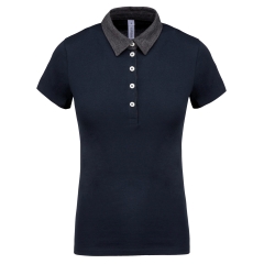 Polo jersey bicolore femme Gris Kariban – Coupe droite 180 g/m²