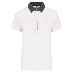 Polo Jersey Bicolore Femme Blanc / Gris Chiné Kariban