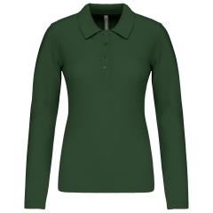 Polo piqué manches longues femme Vert Forest Green – Kariban