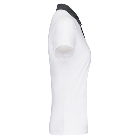 Polo Jersey Bicolore Femme Blanc / Gris Chiné Kariban – vue 3