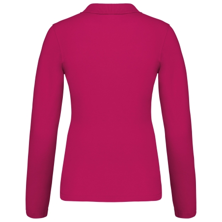 Polo piqué manches longues femme Fuchsia – Kariban – vue 2