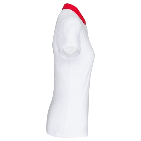 Polo Jersey Bicolore Femme Blanc/Rouge Kariban – vue 3