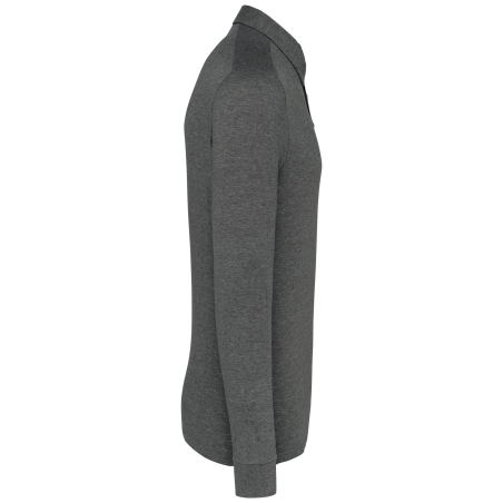 Polo Jersey Manches Longues Homme Gris Chiné Kariban – vue 3