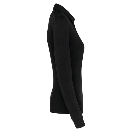 Polo Jersey Manches Longues Femme Noir – Kariban – vue 3