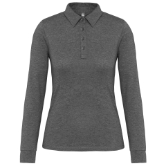 Polo Jersey Manches Longues Femme Gris Chiné Kariban