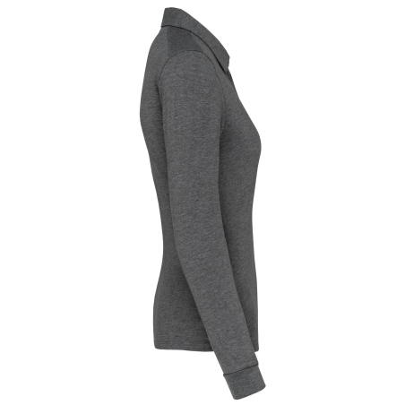 Polo Jersey Manches Longues Femme Gris Chiné Kariban – vue 3