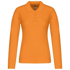 Polo piqué manches longues femme Orange Kariban