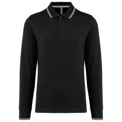 Polo maille piquée manches longues homme Noir – Kariban