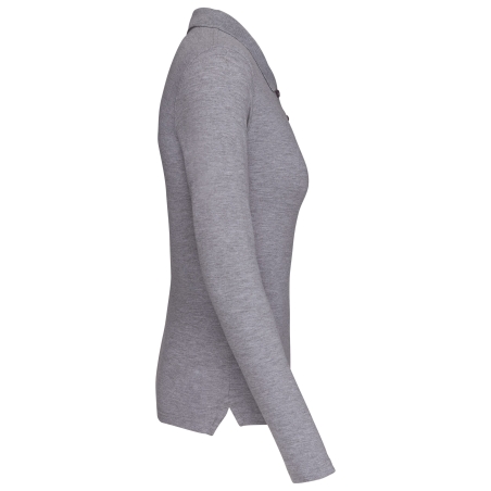 Polo piqué manches longues femme Kariban – Gris Oxford – vue 3