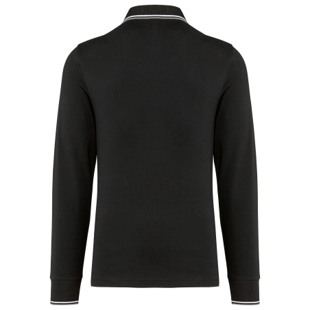 Polo maille piquée manches longues homme Noir – Kariban – vue 2