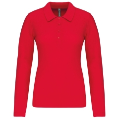 Polo Piqué Manches Longues Femme Rouge – Kariban