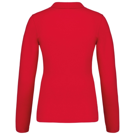Polo Piqué Manches Longues Femme Rouge – Kariban – vue 2