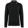 Polo maille piquée manches longues homme Noir