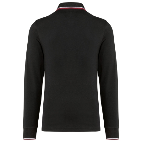 Polo maille piquée manches longues homme Noir – vue 2