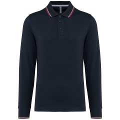 Polo maille piquée manches longues homme Marine / Rouge / Blanc – Kariban