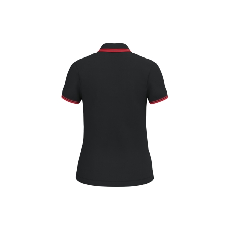 Polo femme manches courtes liserés contrastés noir/rouge Kariban – vue 2