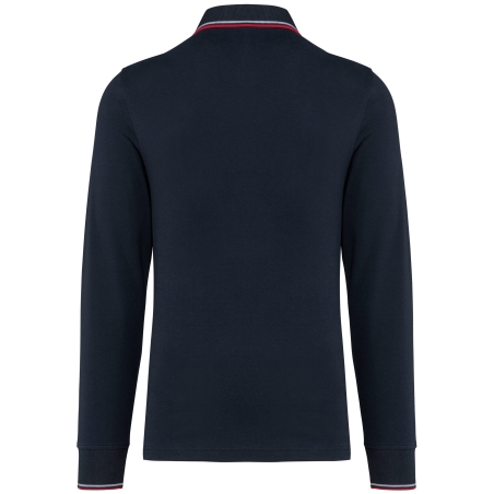 Polo maille piquée manches longues homme Marine / Rouge / Blanc – Kariban – vue 2