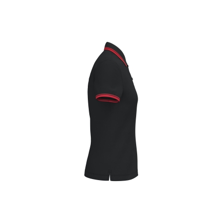 Polo femme manches courtes liserés contrastés noir/rouge Kariban – vue 3