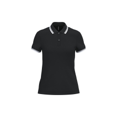 Polo Femme Manches Courtes Liserés Contrastés Noir / Blanc – Kariban