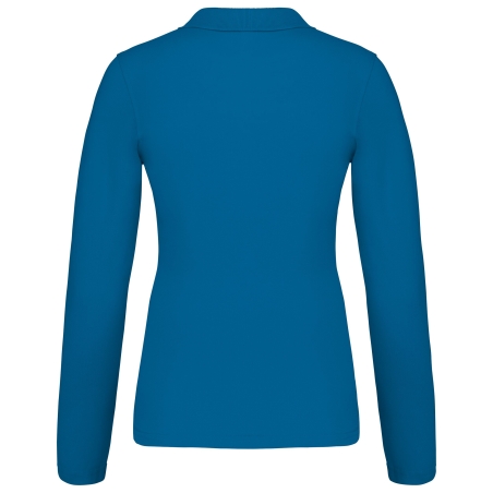 Polo piqué manches longues femme Bleu (Tropical Blue) – Kariban – vue 2