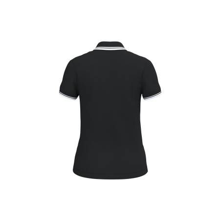 Polo Femme Manches Courtes Liserés Contrastés Noir / Blanc – Kariban – vue 2