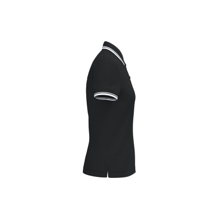 Polo Femme Manches Courtes Liserés Contrastés Noir / Blanc – Kariban – vue 3