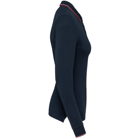 Polo Maille Piquée Manches Longues Femme Blanc Kariban – vue 3