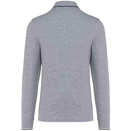 Polo maille piquée manches longues homme Gris Oxford / Marine / Blanc – Kariban – vue 2