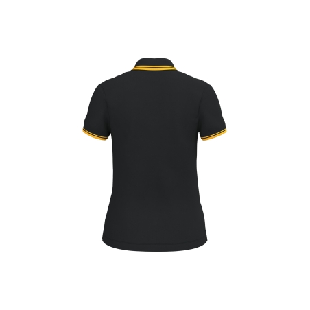 Polo femme manches courtes liserés contrastés noir/jaune Kariban – vue 2