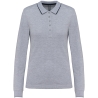 Polo maille piquée manches longues femme Gris Oxford / Marine / Blanc – Kariban