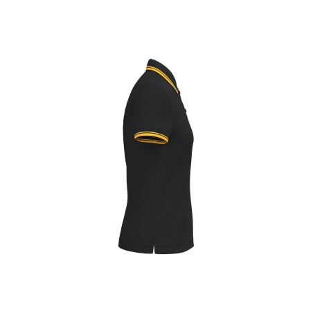 Polo femme manches courtes liserés contrastés noir/jaune Kariban – vue 3