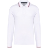 Polo maille piquée manches longues homme Blanc / Marine / Rouge – Kariban
