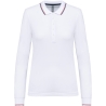 Polo maille piquée manches longues femme Blanc / Marine / Rouge Kariban