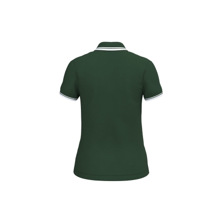 Polo Femme Manches Courtes Liserés Contrastés Vert forêt / Blanc Kariban – vue 2