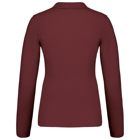 Polo piqué manches longues femme Bordeaux – Kariban – vue 2