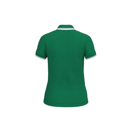 Polo Femme Manches Courtes Liserés Contrastés Vert Kelly / Blanc Kariban – vue 2