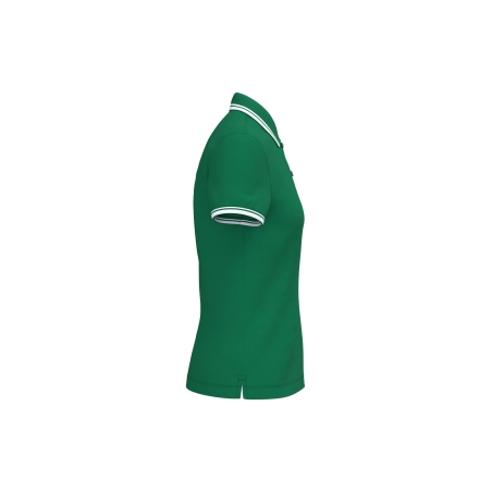 Polo Femme Manches Courtes Liserés Contrastés Vert Kelly / Blanc Kariban – vue 3