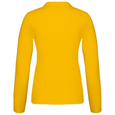Polo Piqué Manches Longues Femme Jaune – Kariban – vue 2