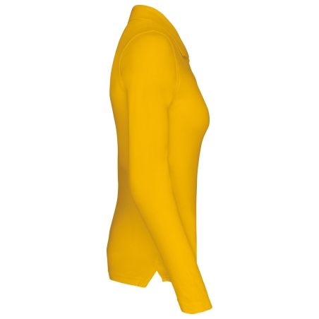 Polo Piqué Manches Longues Femme Jaune – Kariban – vue 3